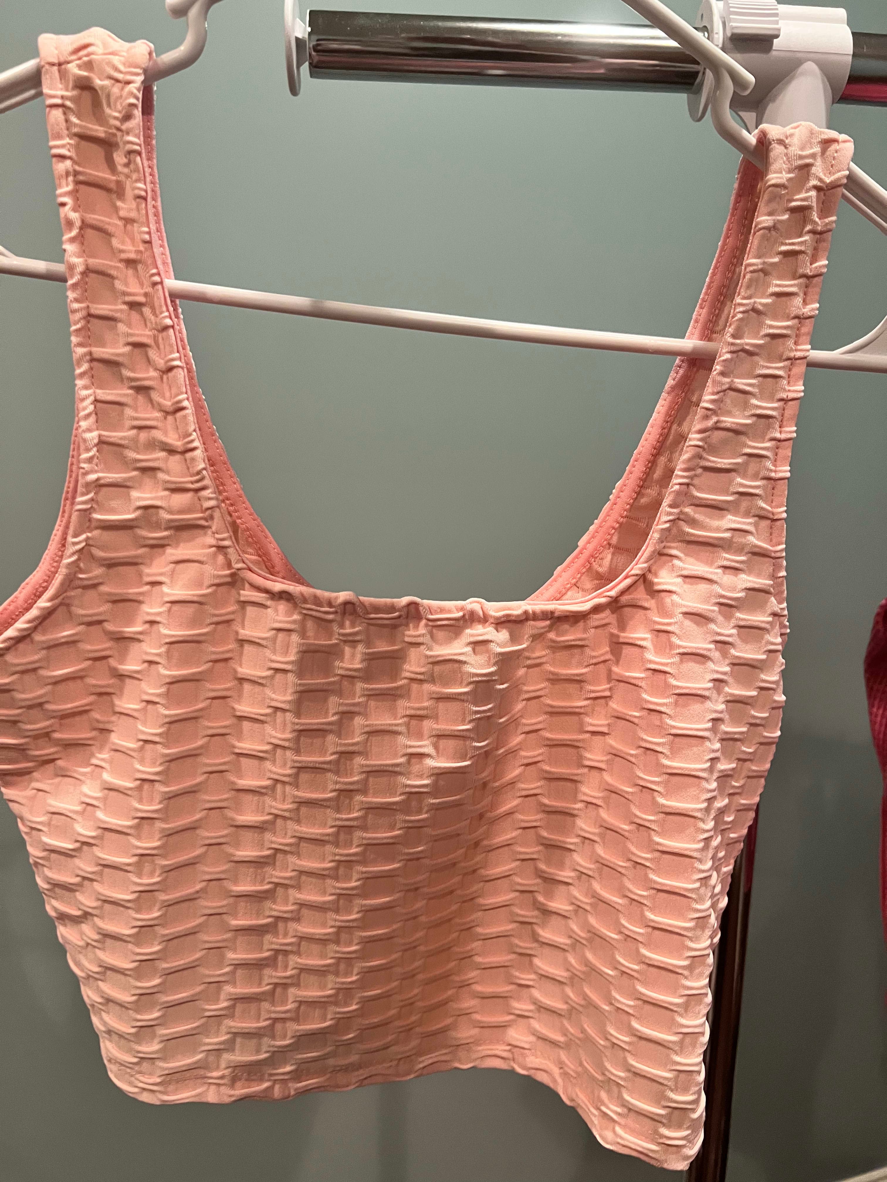 blouse crop top, Pink Ruched