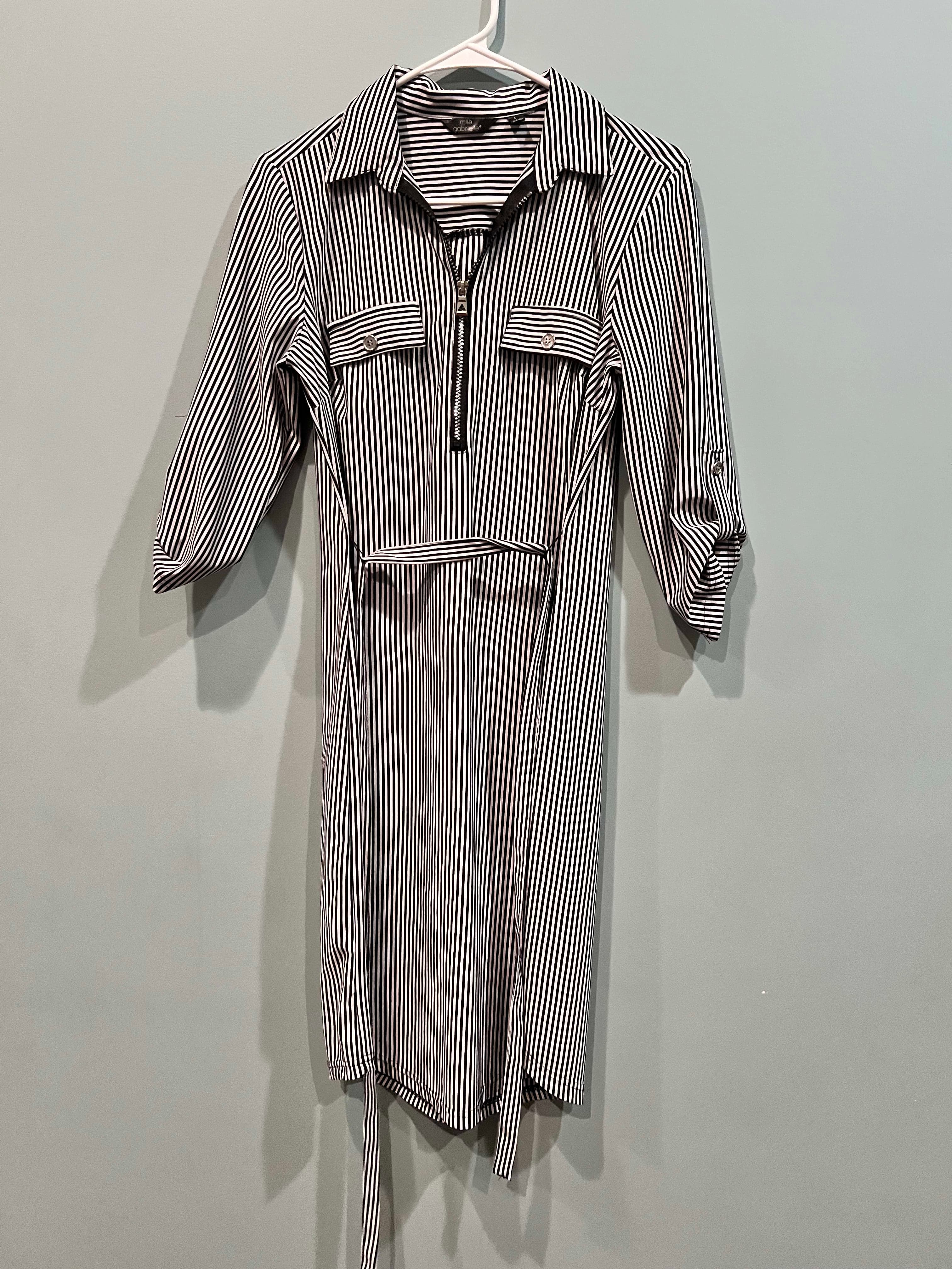 Black and White Striped Shirt Dress