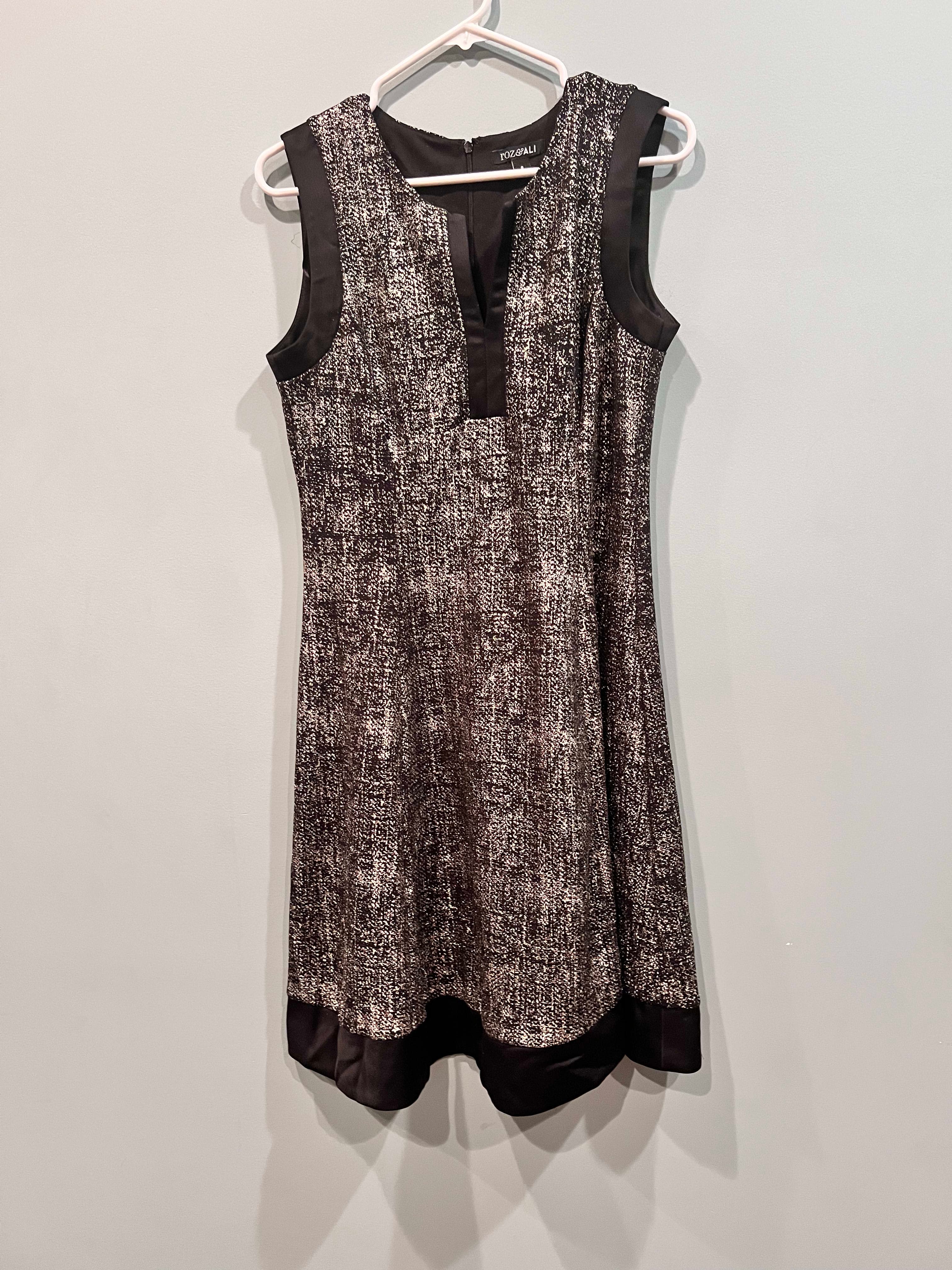 Rozalli Black and Gray Tweed Sleeveless Dress