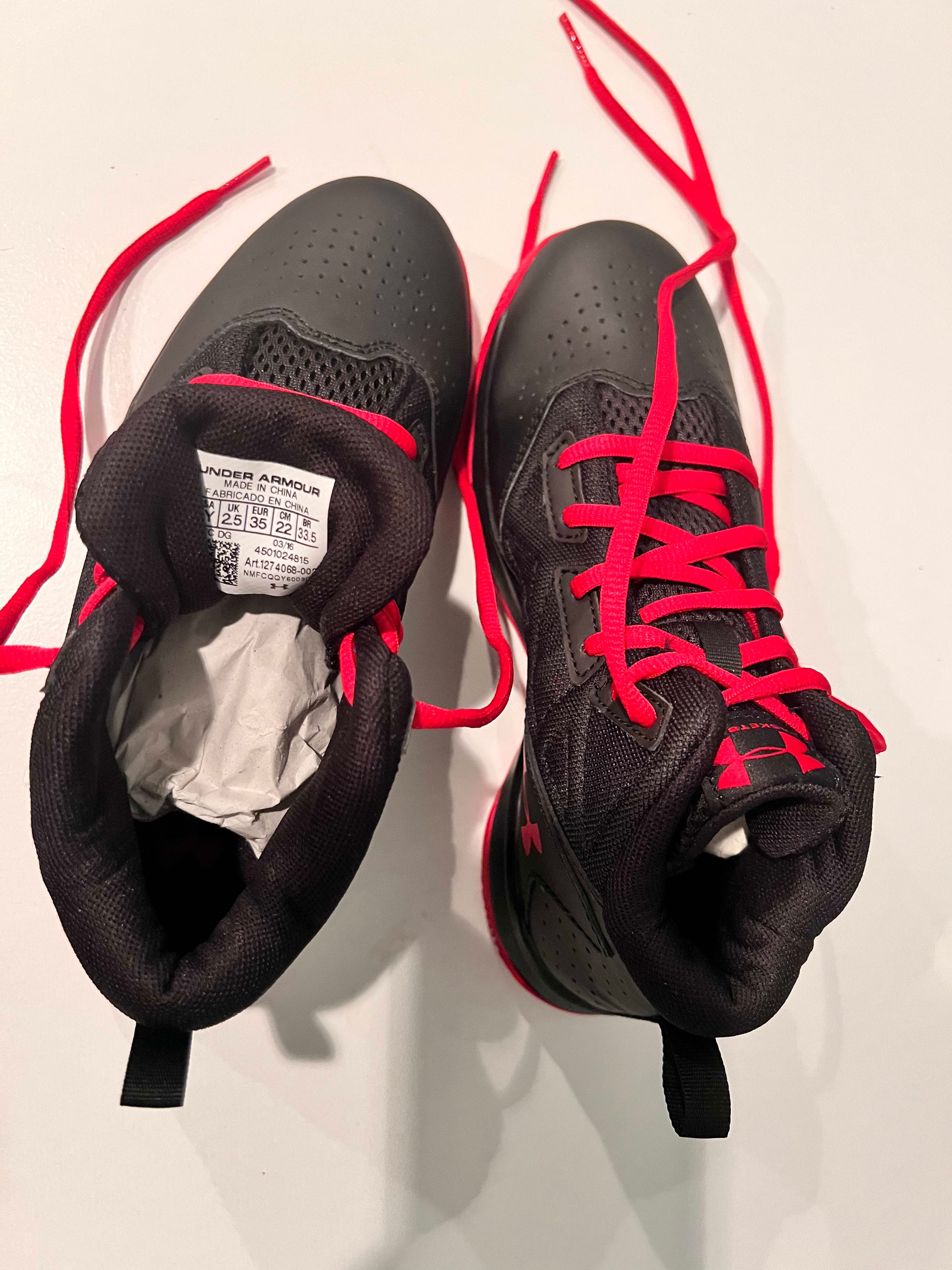 Under Armour kids Basketball Shoes Black and Red