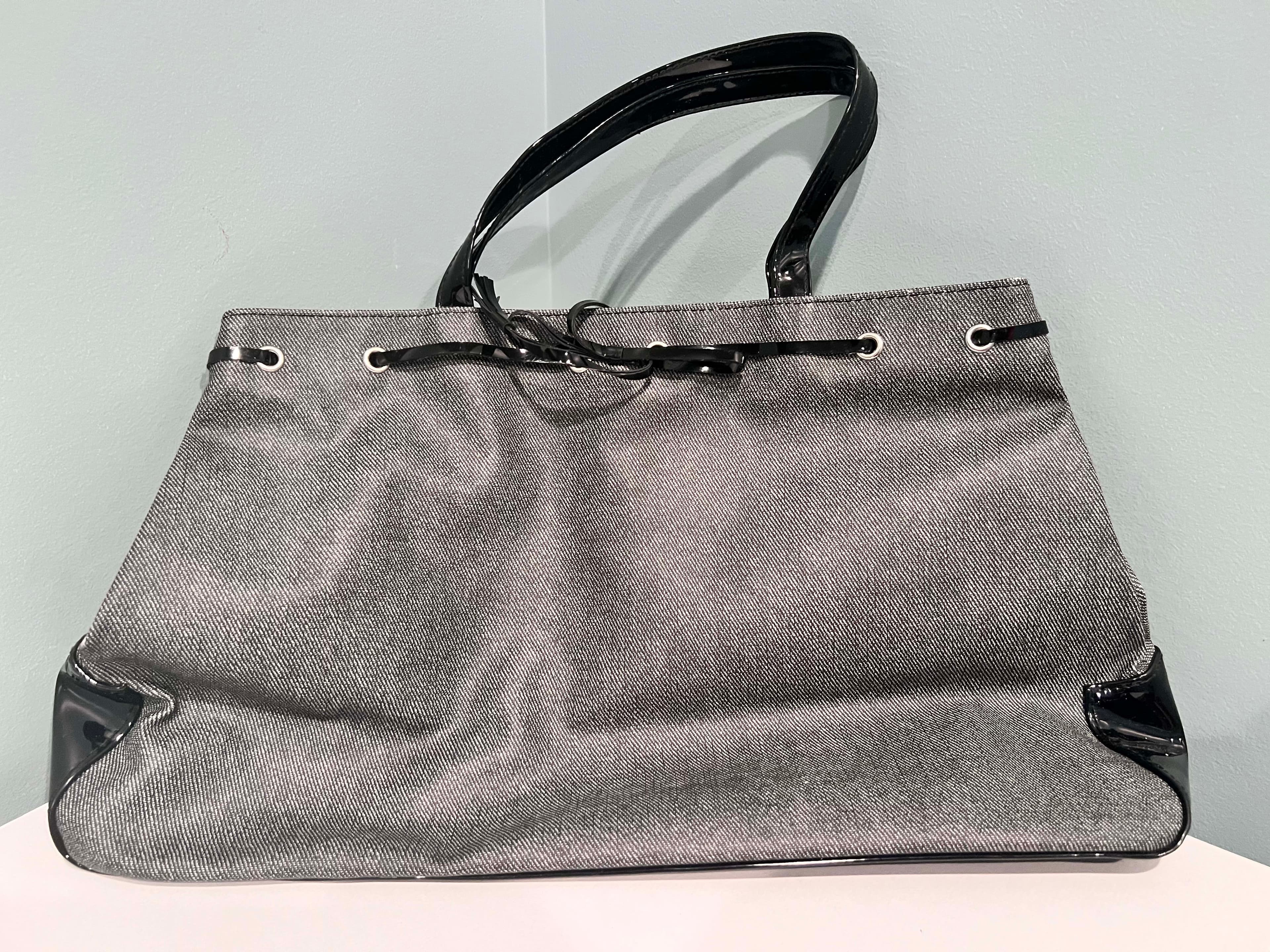 Gray and Black Tote Handbag