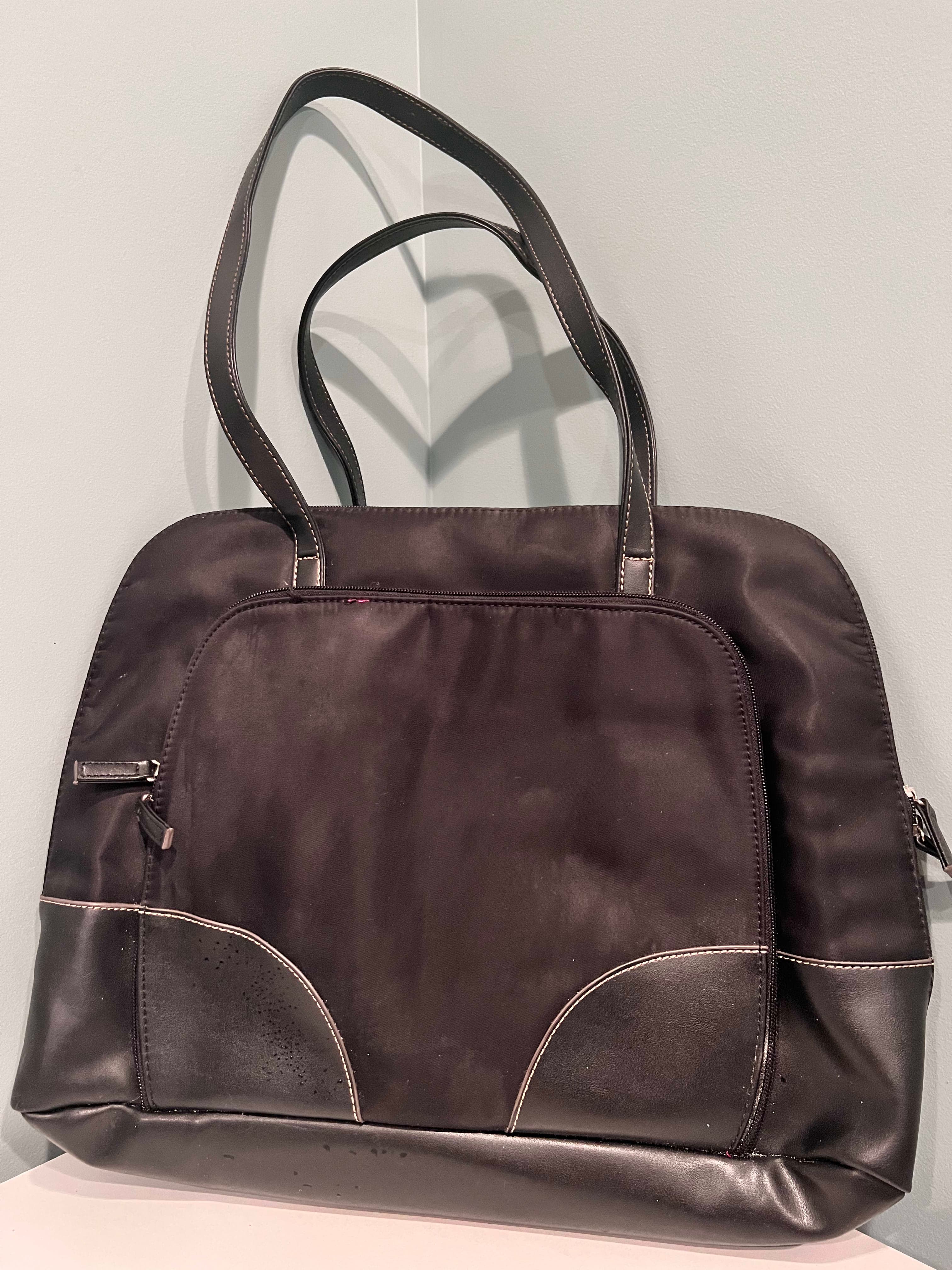 Black Suede and Leather Tote Bag