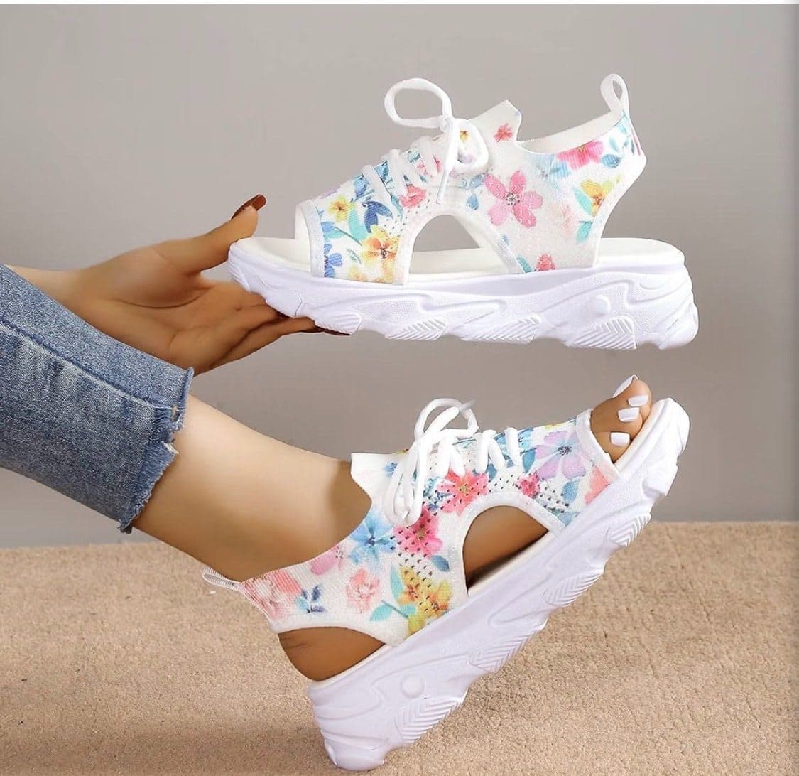 Floral Print Canvas Sneakers with Removable Collar