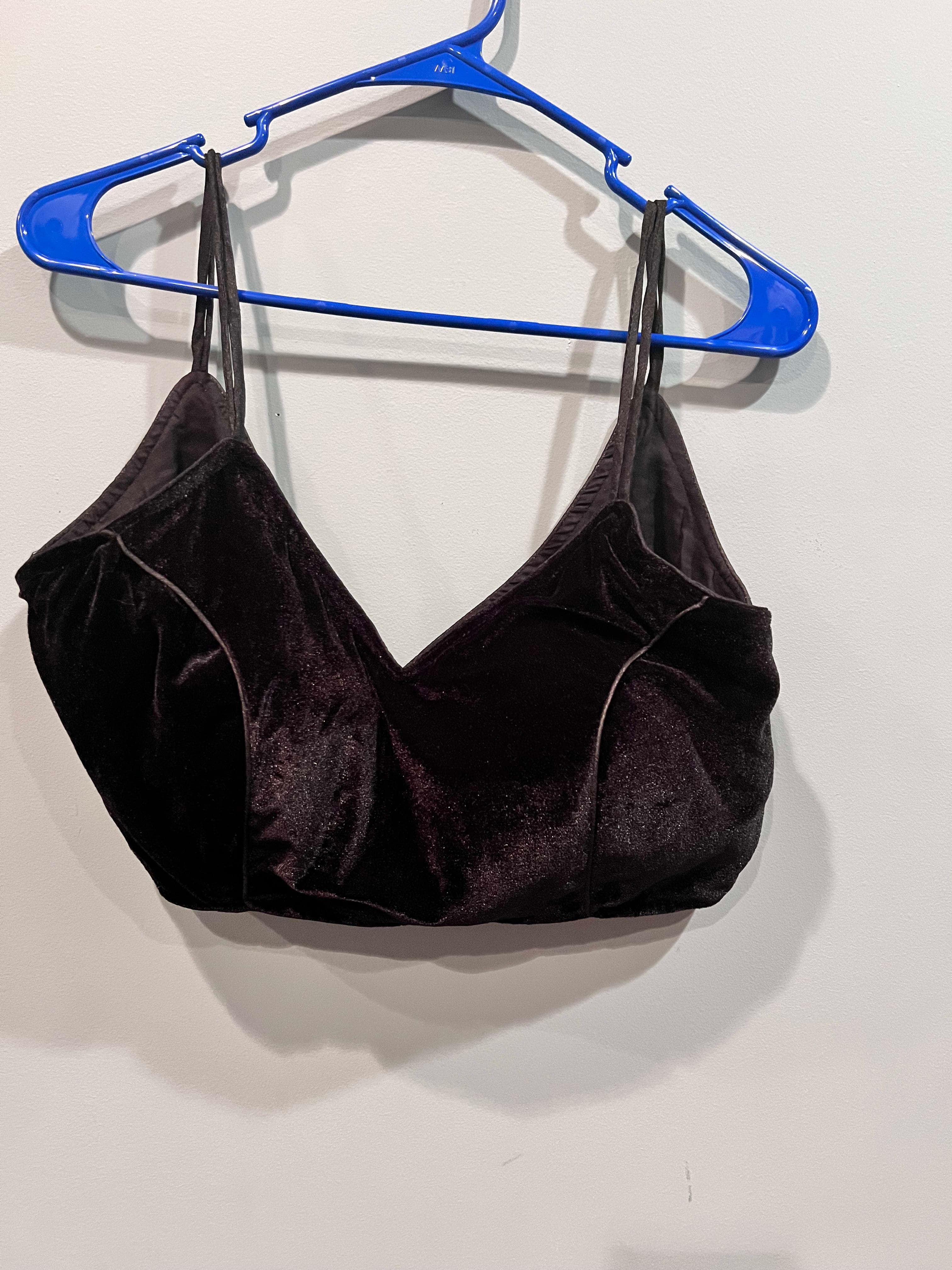 Blouse- Black Velvet crop Top