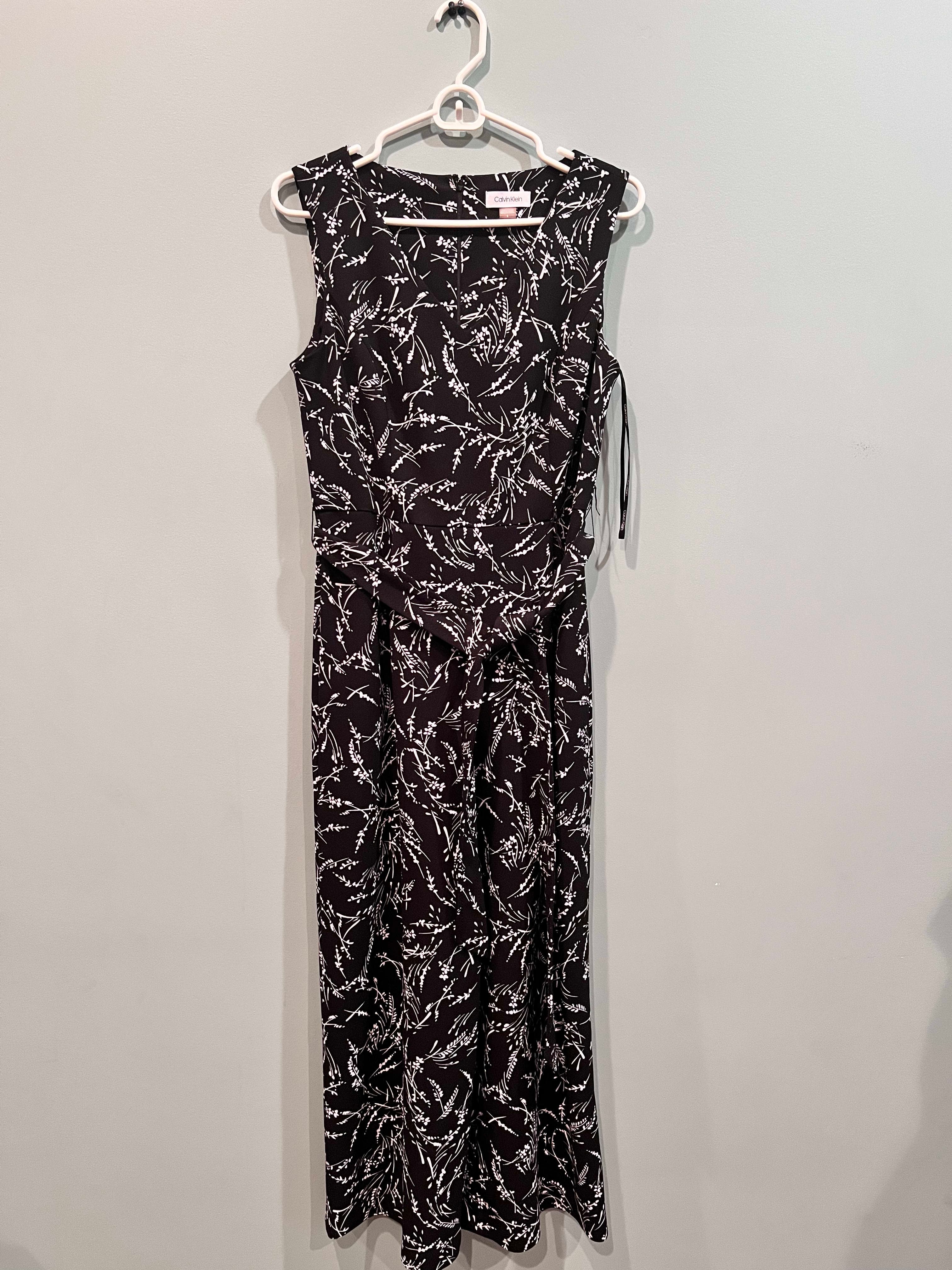 Black and White Floral Print Sleeveless dress jumpsuit