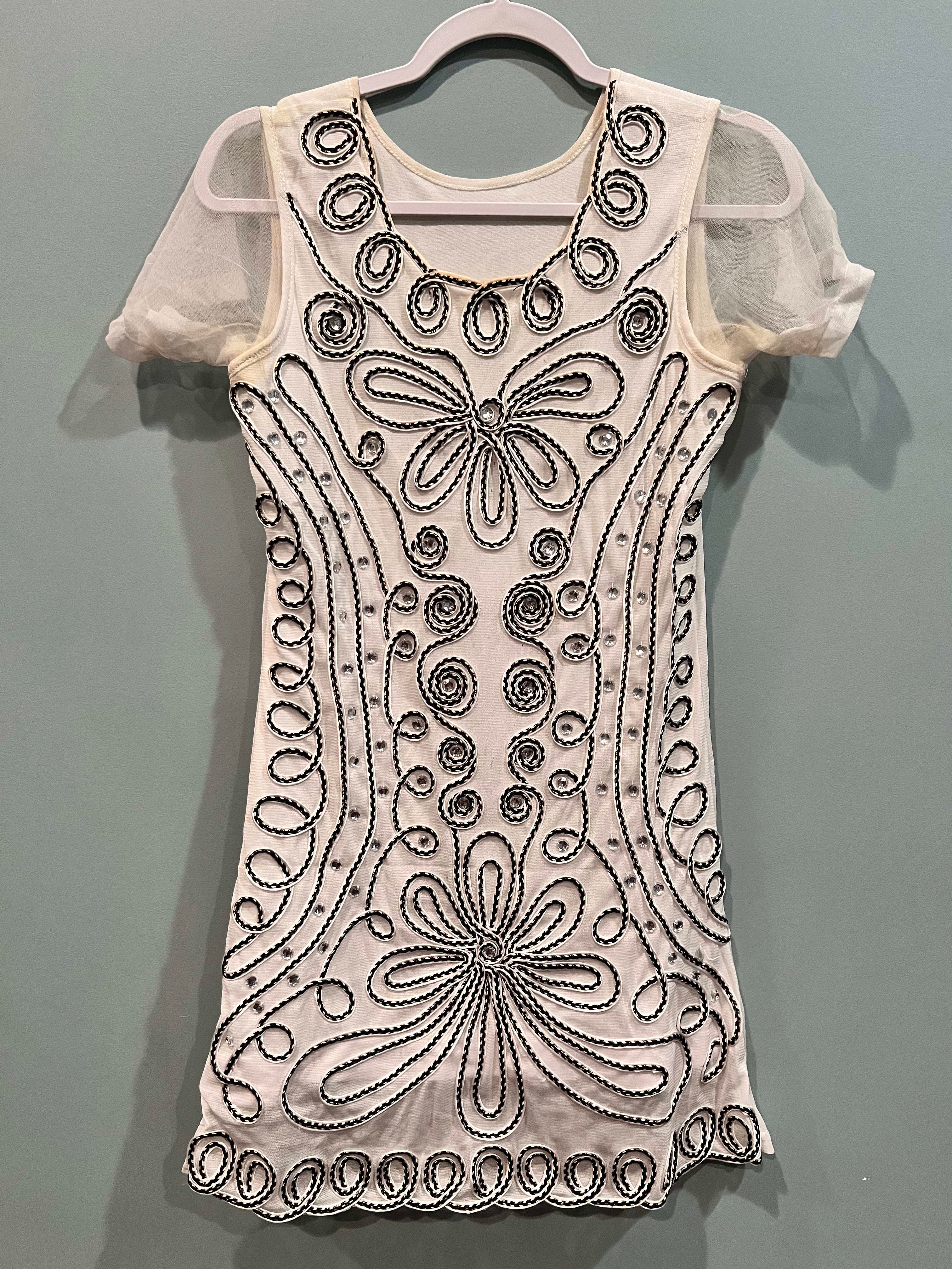 Cream Embroidered Short Sleeve Tunic Top