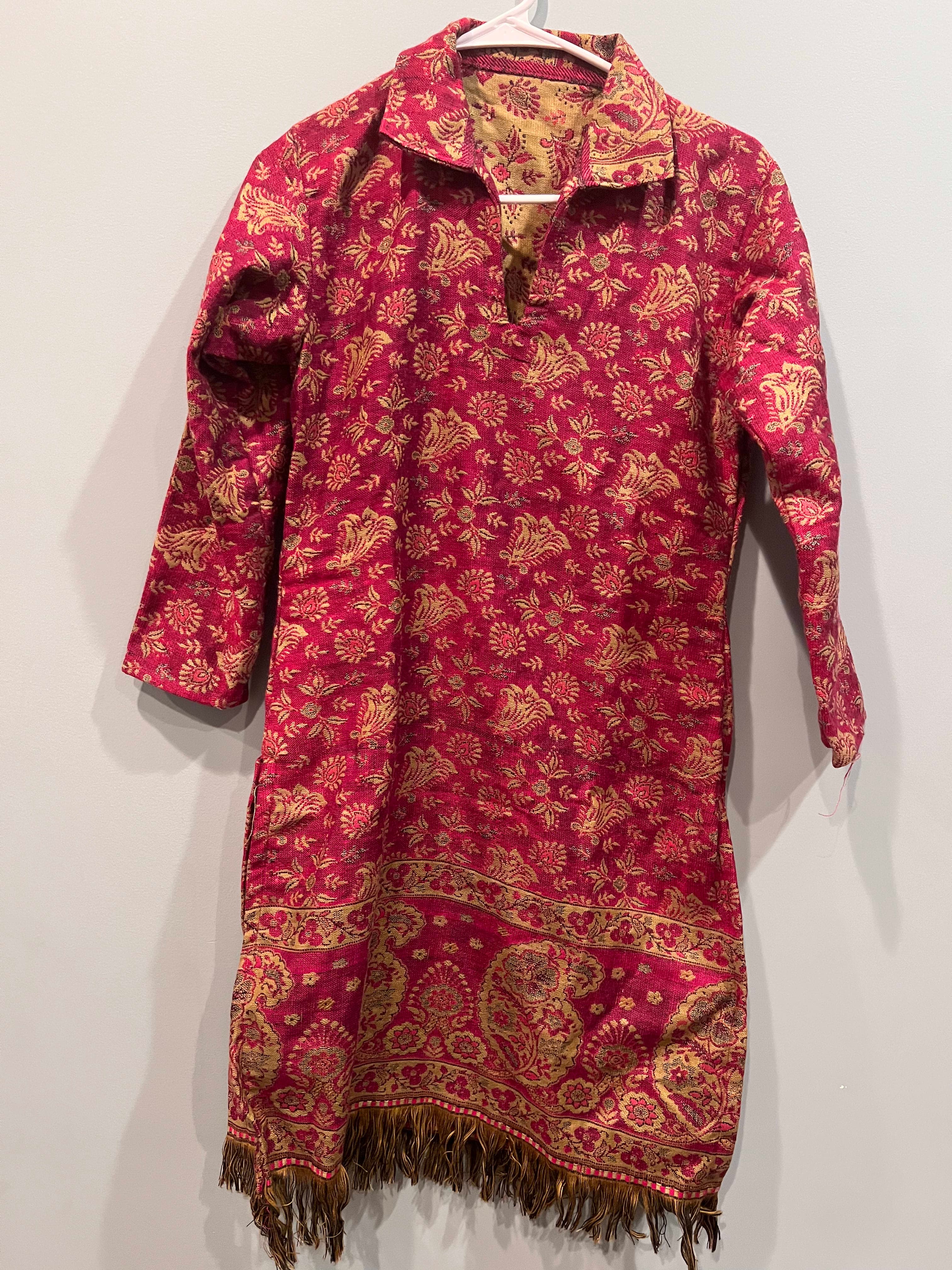 Vintage Red and Gold Brocade Jacket Dress